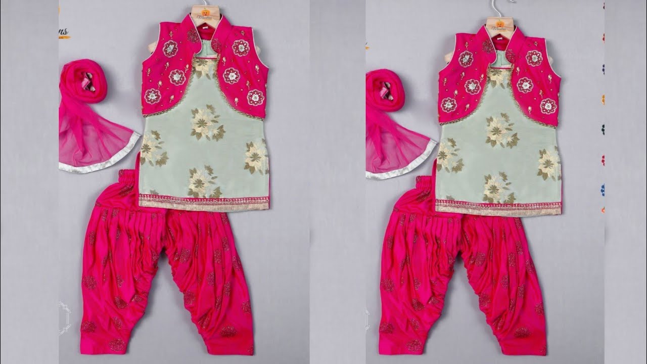Baby Panjabi /Patiyala Suit Cutting and Stitching/Baby kurti with Jacket and Patiyala Salwar