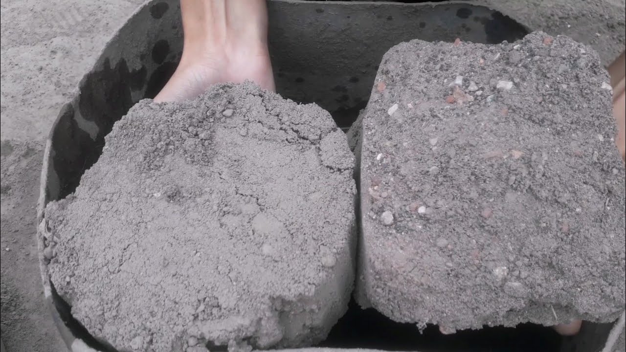 New Sand mud cakes+chunks crumbling in plastic pot smokey satisfying water crumbling video 💦😴🤤