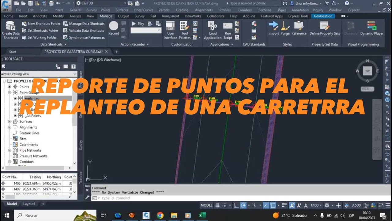REPORTE DE PUNTOS PARA EL REPLANTEO DE UNA CARRETERA ( METODOS MAS COMUNES)