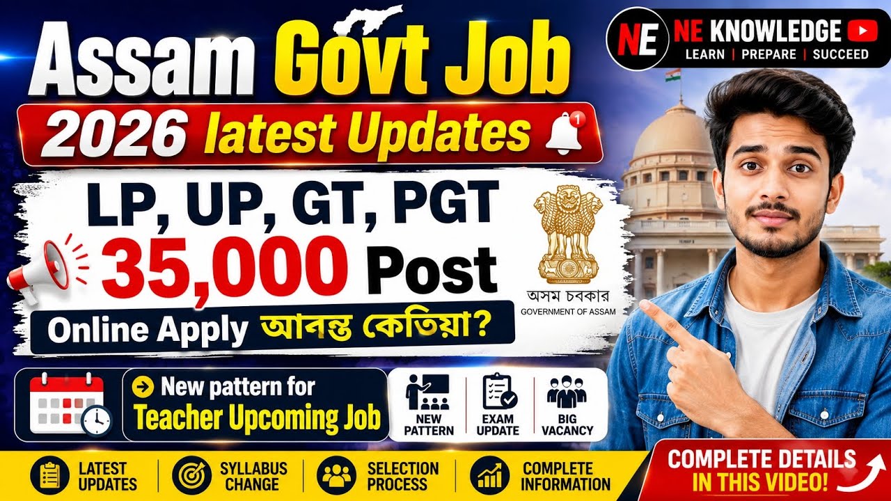Assam Govt Job 2026 Latest News | LP UP GT PGT Teacher Recruitment Full Details