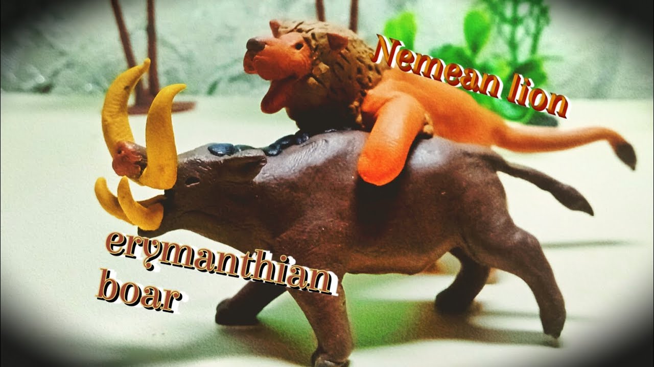 Nemean lion vs Erymanthian boar / Claymotion fight .