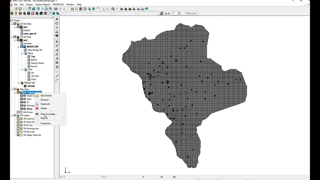 Shapefiles to map coverages to modflow 3/n