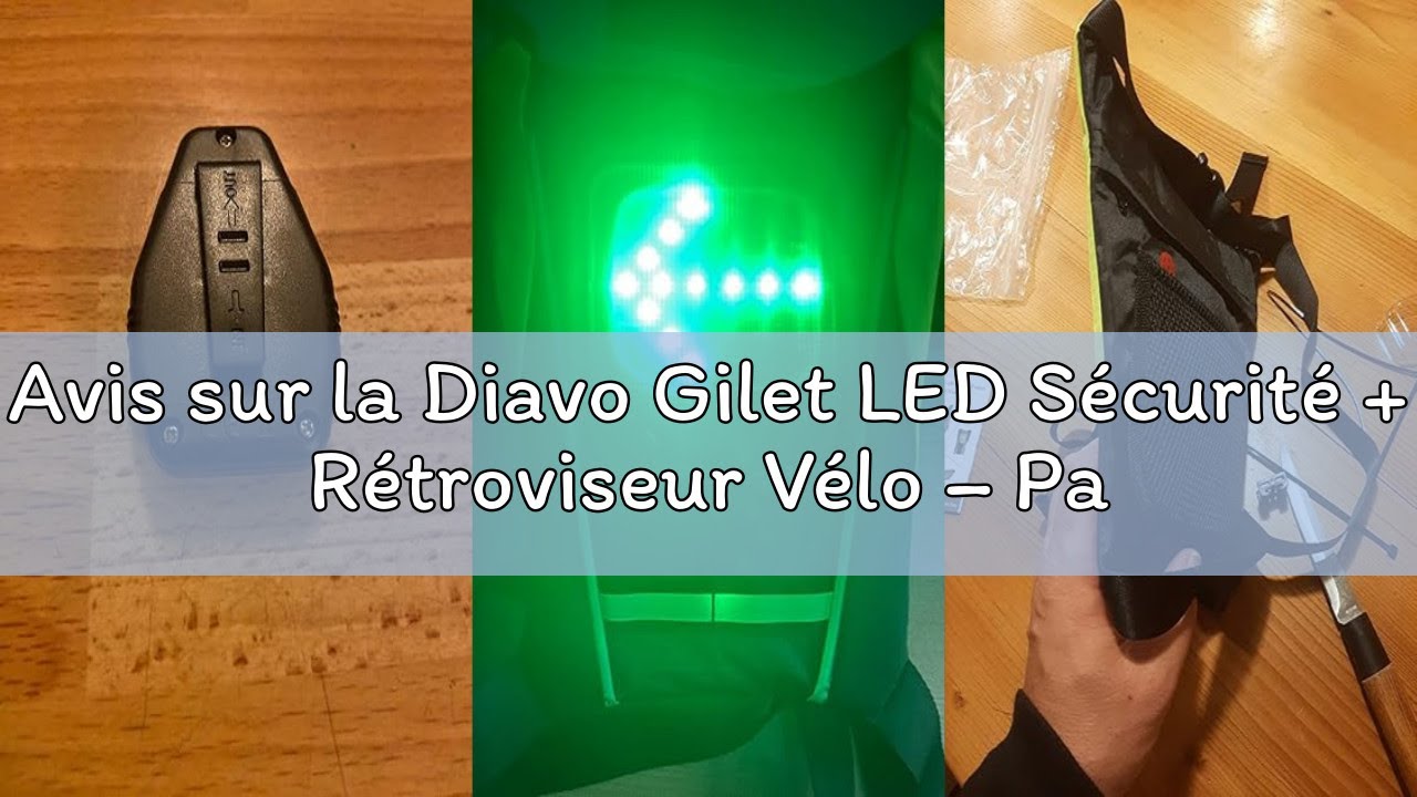 Avis sur la Diavo Gilet LED Sécurité + Rétroviseur Vélo – Pack Haute Visibilité 360° – Étanche & Rec