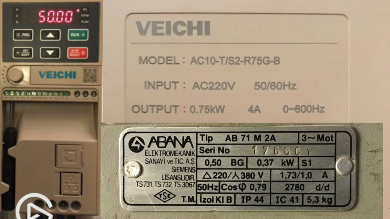 VEICHI AC10 Motor Sürücüyü Devreye Alma - Motor Parametreleri