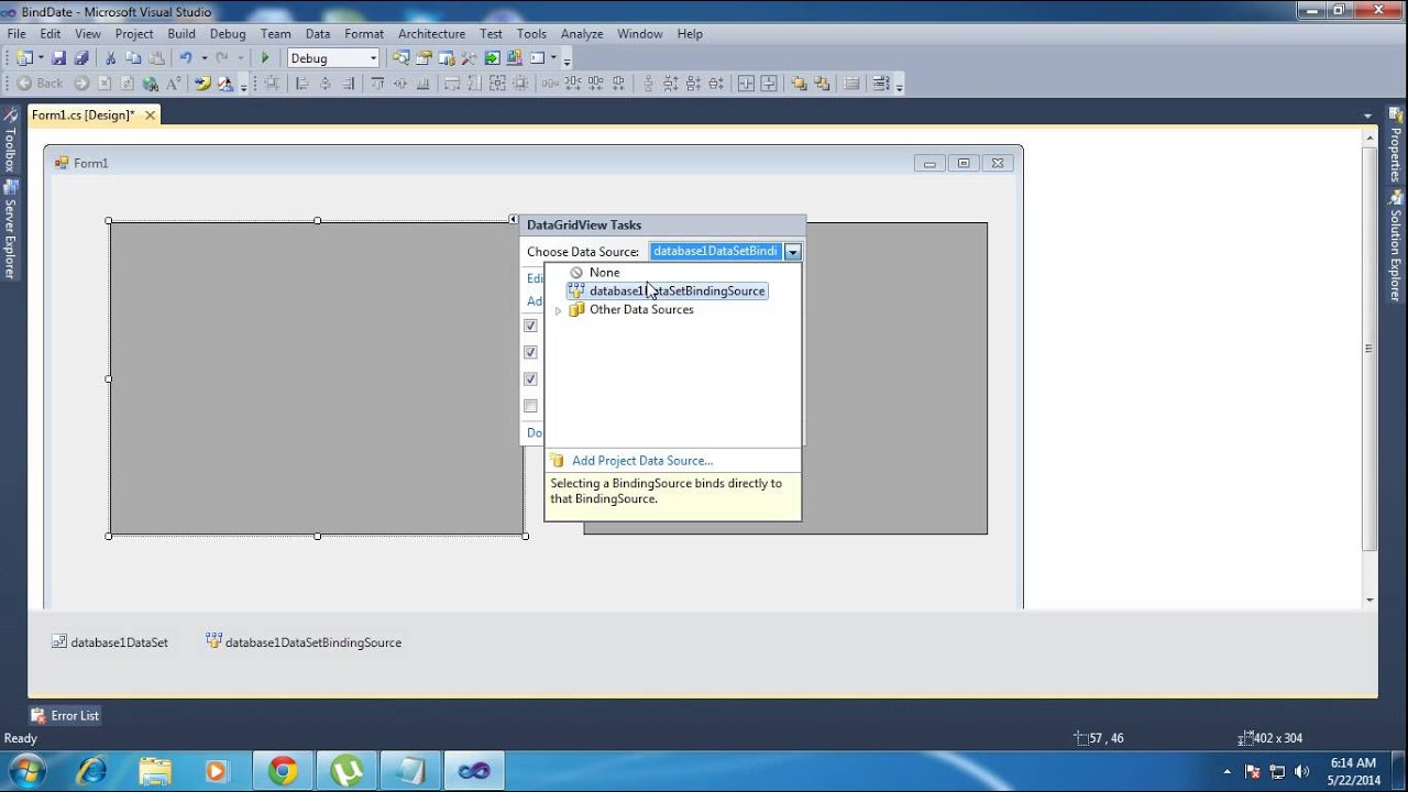 C# Bind DataGridView with and without code
