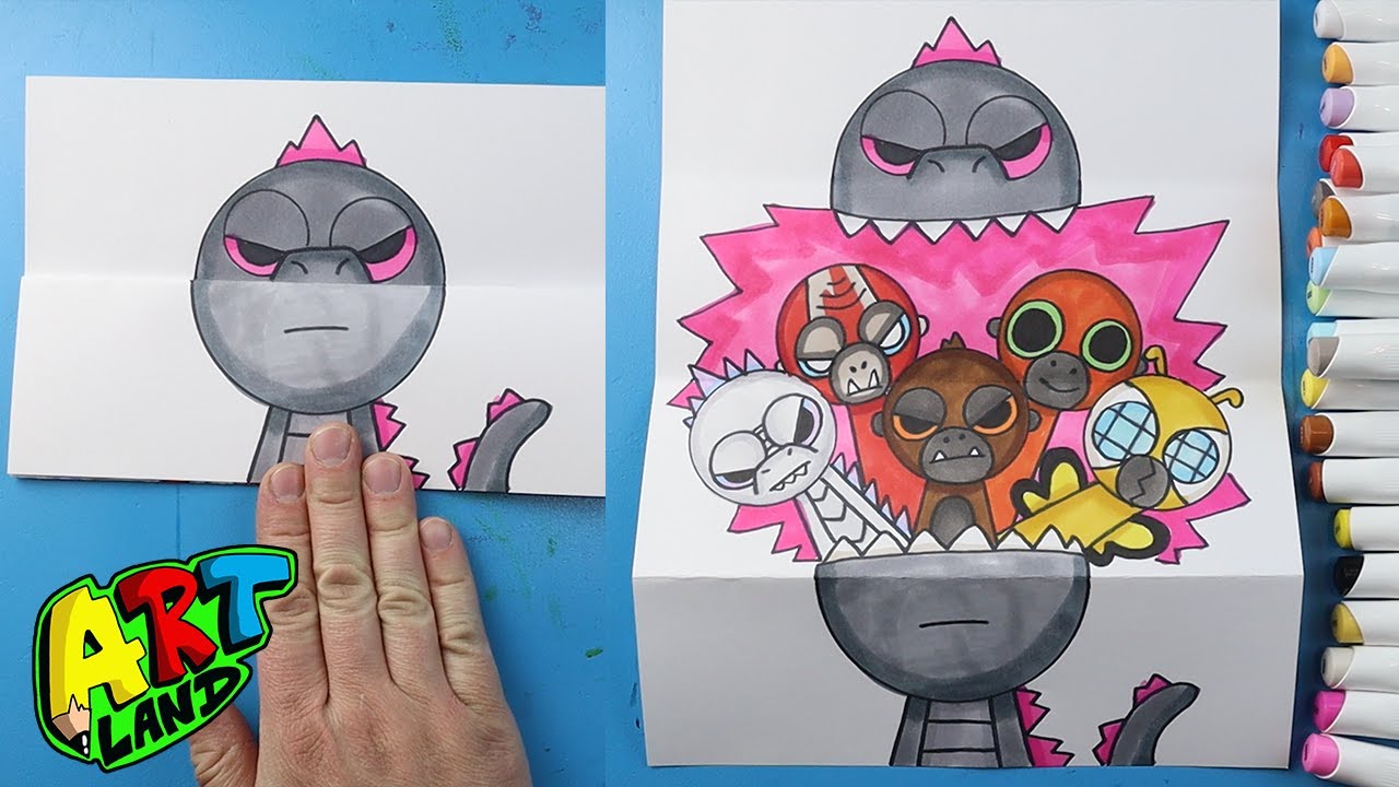 How to Draw Godzilla Sprunki Surprise Fold
