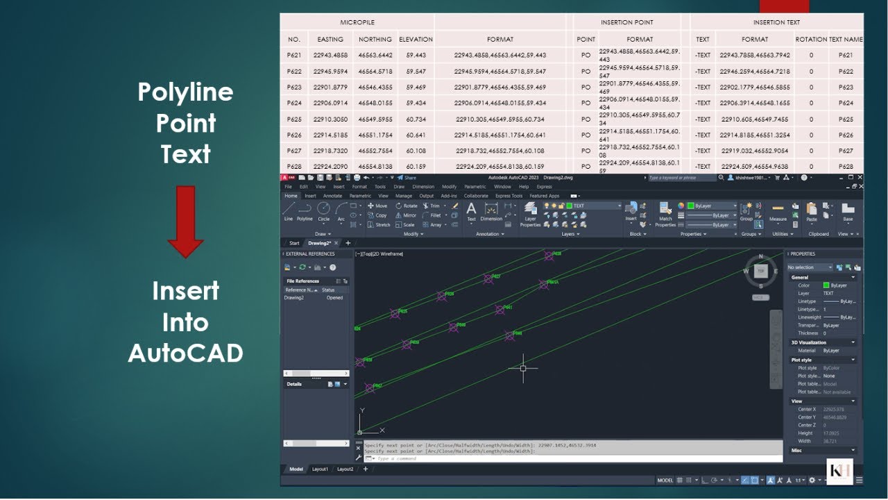 AutoCAD 2023 - Preparing excel sheet to import survey points, texts, lines into AutoCAD
