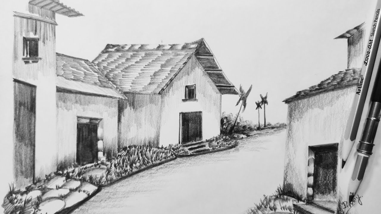 How to Draw|The #House_Sketch #Scene  #Perspective Creation.✏️🧑‍🎨