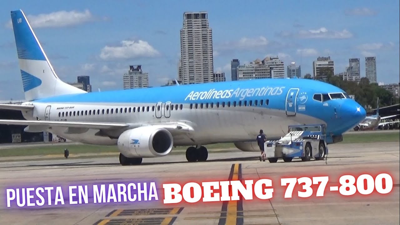 Boeing 737-800 de @AerolineasAR encendiendo motores en Aeroparque...