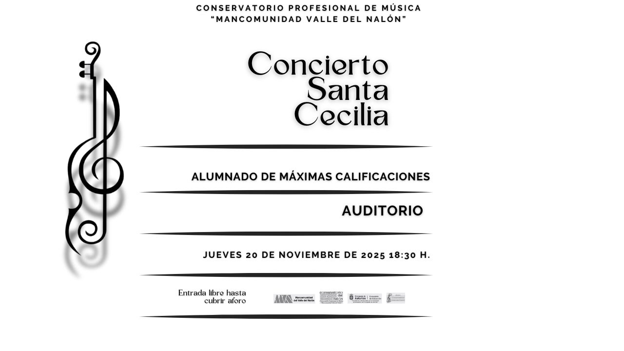Concierto Santa Cecilia 2025. Conservatorio Profesional de música Mancomunidad Valle del Nalón