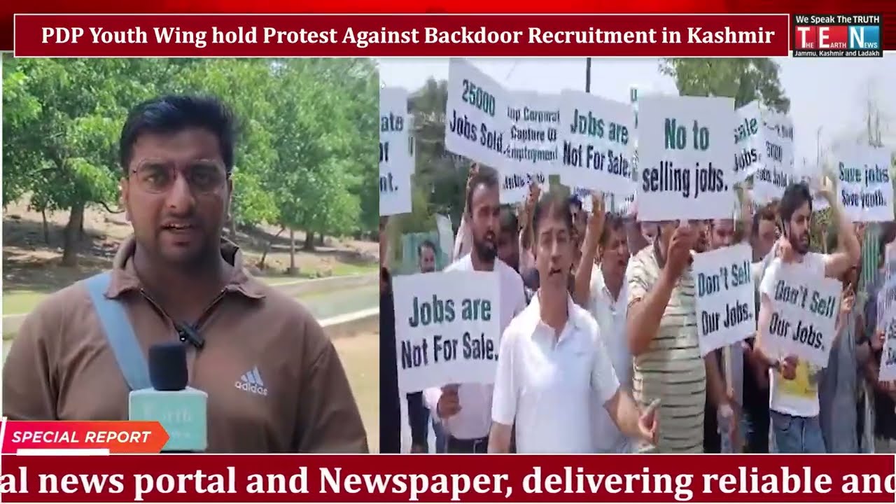 PDP Youth Wing hold Protest Against Backdoor Recruitment in Kashmir