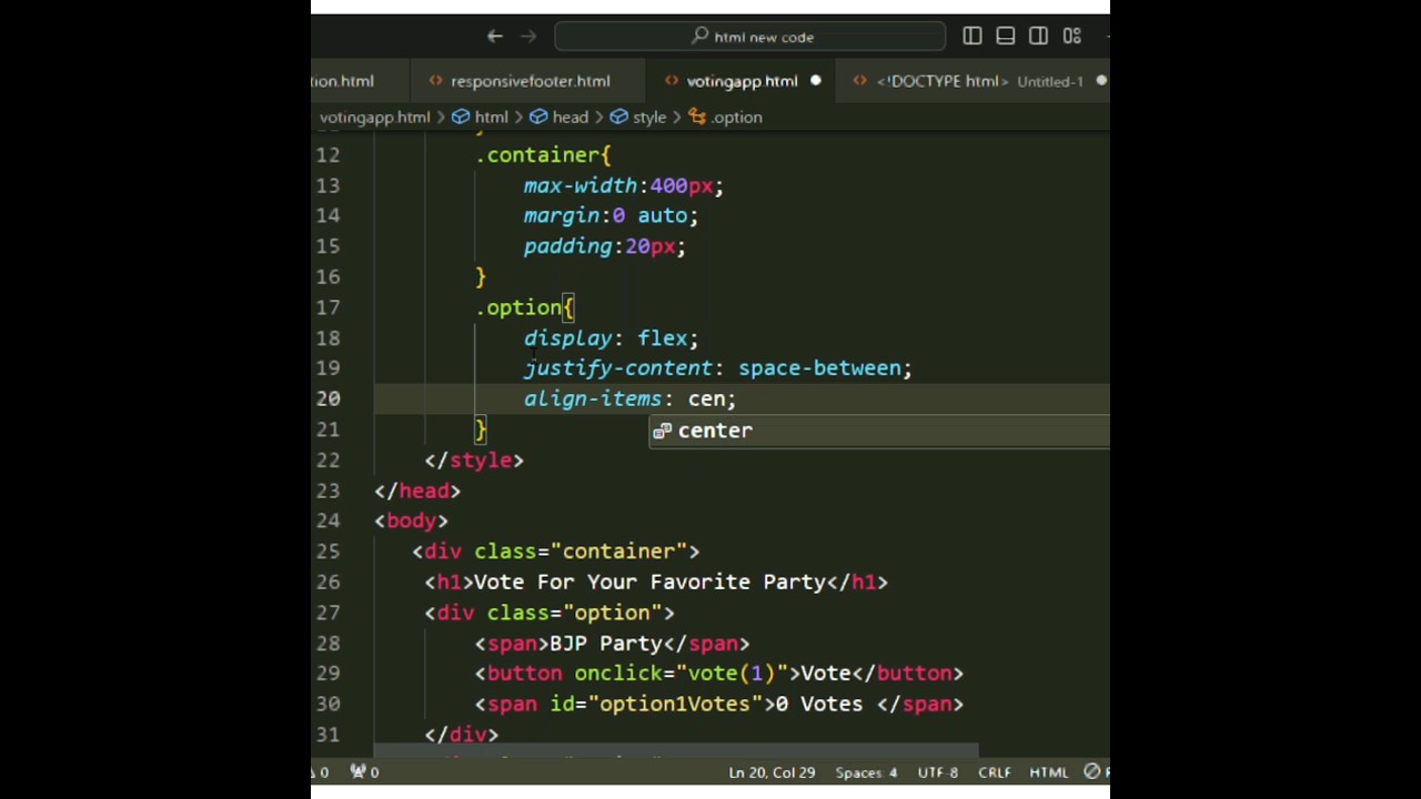 Make a Voting Application Using Html & Css & Javascript