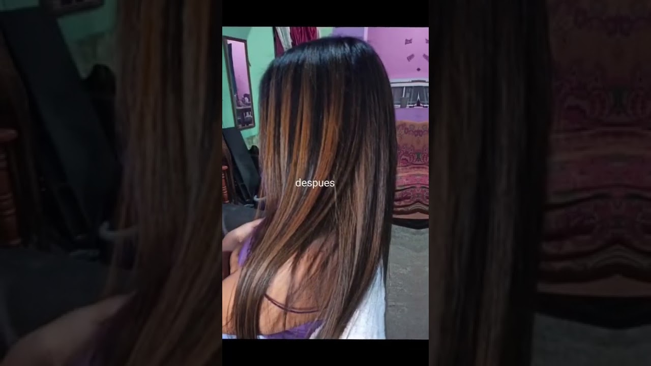 mechas chocolates en cabello negro natural