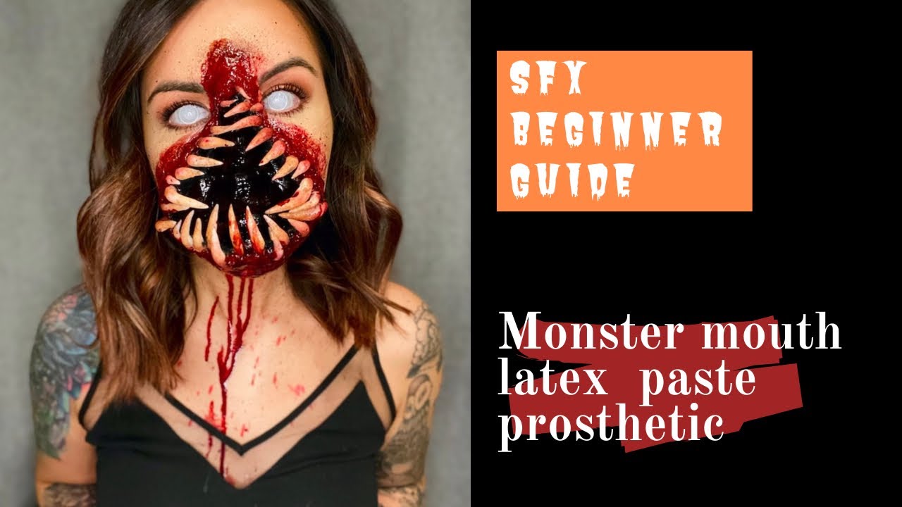 SFX beginner tutorial - latex prosthetic monster mask - Halloween makeup