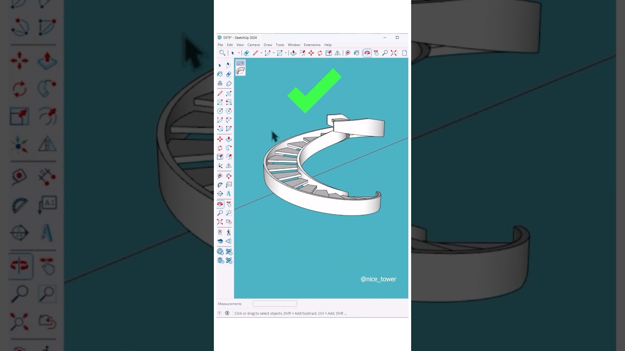 “SketchUp Staircase Tutorial 🌀✨Learn how to design a curved staircase in the simplest way possible