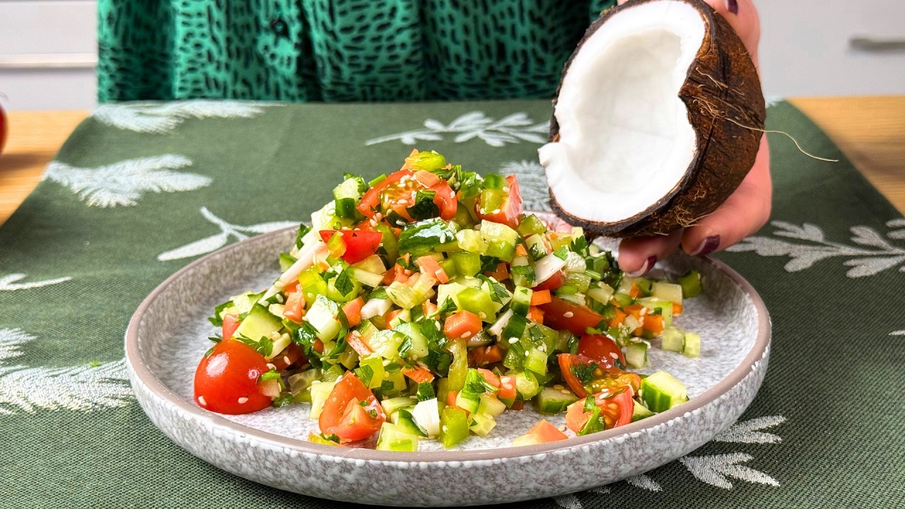 🥥 K&ouml;nnyű k&oacute;kuszsal&aacute;ta❗️ Szuperk&ouml;nnyű m&eacute;regtelen&iacute;tő sal&aacute;ta recept❗️