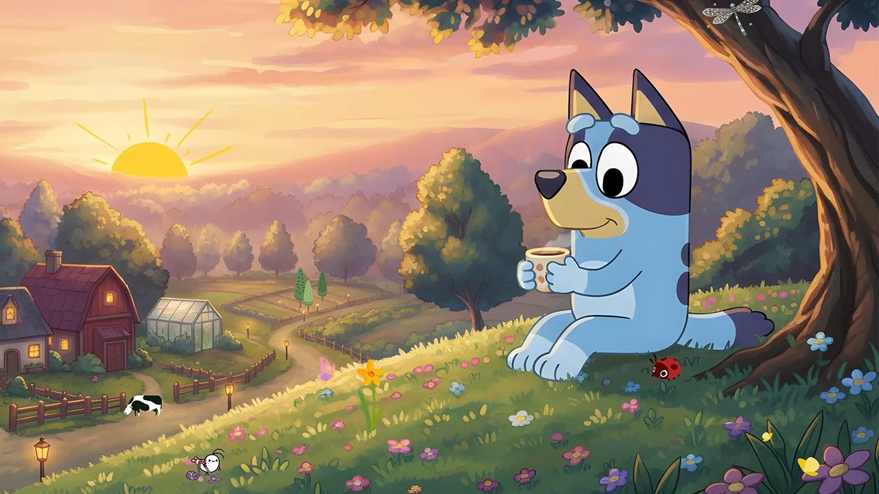 Bluey's Peaceful Sunset 🌅🍵 Village Views & Relaxing Lofi Beats for Study