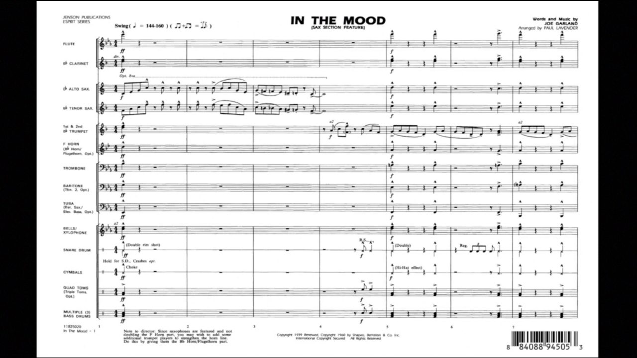 In the Mood by Joe Garland/arr. Paul Lavender