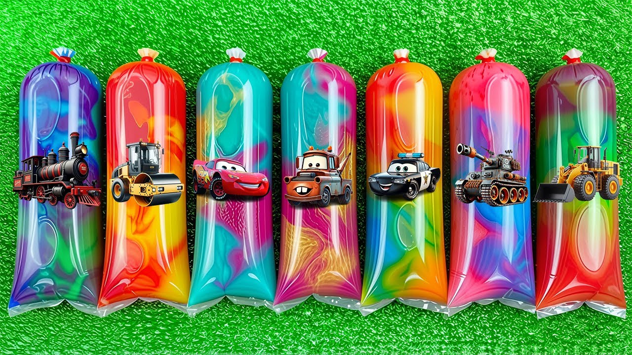 Unboxing Mainan Mobil Balap, Mobil Bus, Truk Molen, Kereta Api, Excavator, Tank Baja, Motor Balap