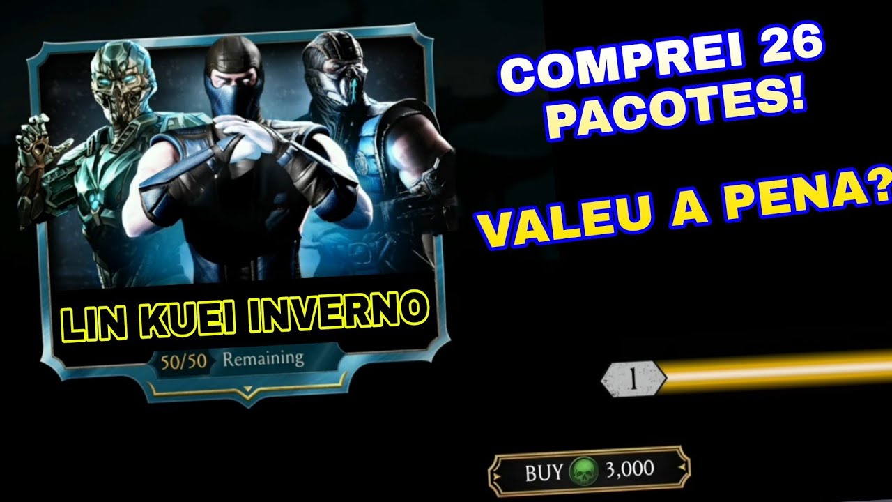 Comprei 26 Pacotes Lin Kuei de Inverno em Busca das Cartas de Equipamentos Raras e Épicas da Torre