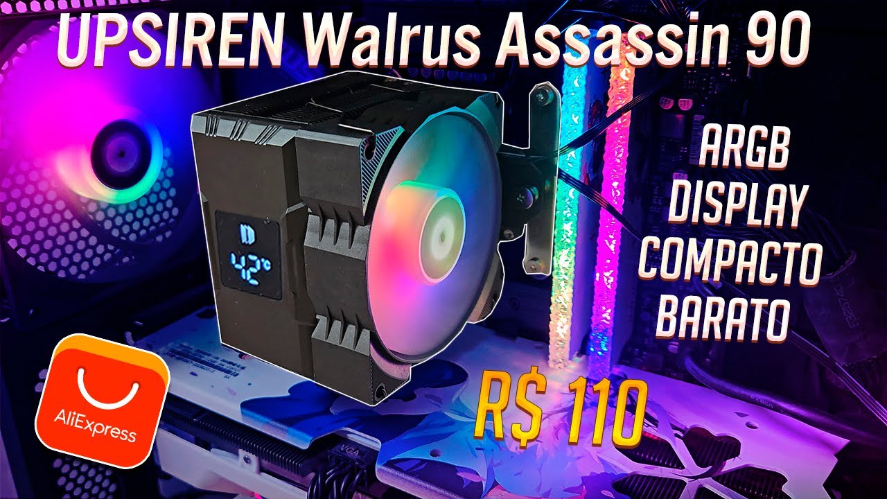 Supera o AG400? Air Cooler UPSIREN Walrus Assassin 90 com ARGB e DSIPLAY!