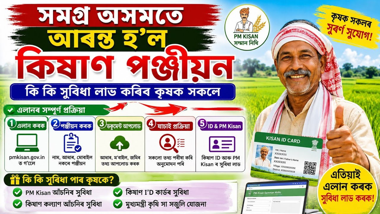 Farmer Registration Assam Online 2026_Assam Kisan Registry Online_Agri Stack RegistrationFullProcess