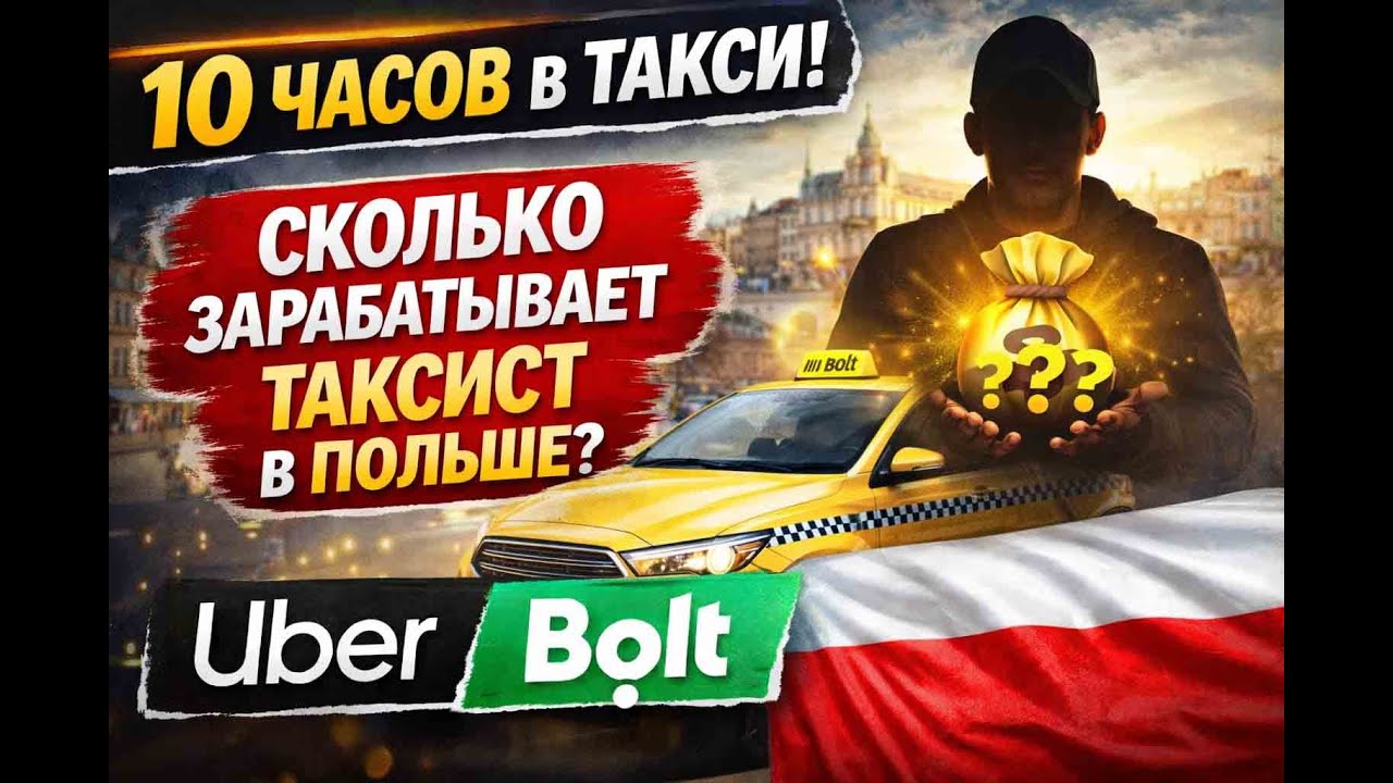 РАБОЧАЯ СМЕНА ТАКСИСТА В ПОЛЬШЕ | 10 ЧАСОВ В ТАКСИ | Uber & Bolt | Вроцлав