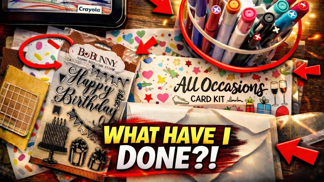 THIS BIRTHDAY CARD IS A MESS! 😅 Craft With Me | Stamps, Coloring & Stencils