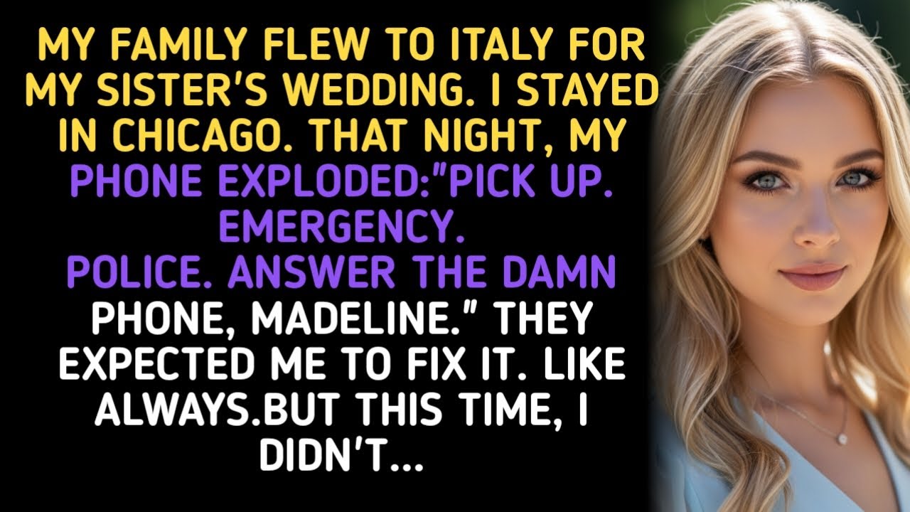 MY FAMILY FLEW TO ITALY FOR MY SISTER'S WEDDING. I STAYED IN CHICAGO. THAT NIGHT, MY PHONE EXPLODED: