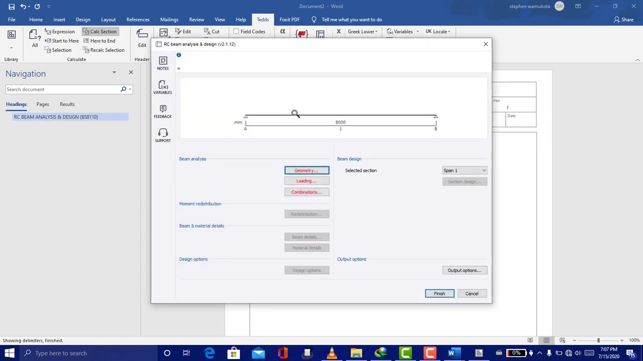 TEKLA TEDDS :BEAM DESING USING TEDDS FOR WORD