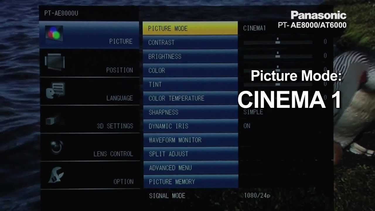 Einstellung des Panasonic PT-AT6000E