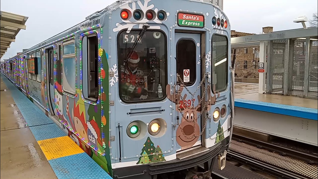 CTA 'L' 1981 Budd 2600-series (2025 Holiday Train) on the Red Line to 95th @ Belmont