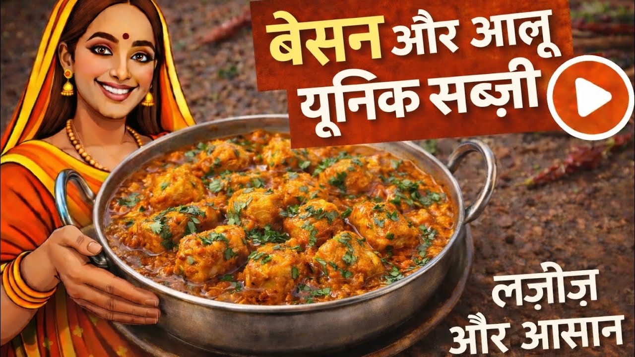 घर में सब्ज़ी नहीं है?ये आलू बेसन की यूनिक सब्ज़ी बनाएं No Sabzi at Home?Try This Besan Unique Sabzi