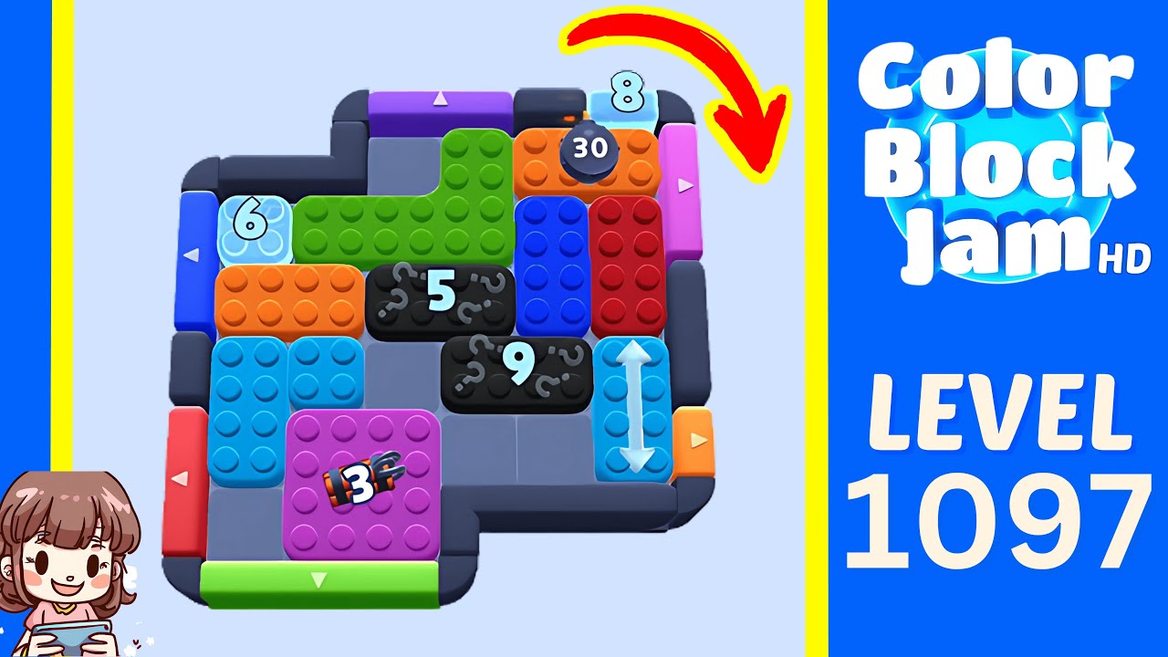 Color Block Jam Level 1097 Solution Walkthrough