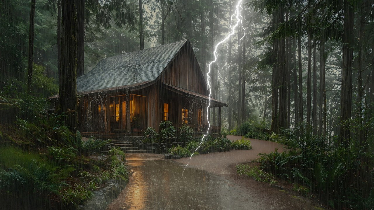 Powerful Night Rainstorm 🌩️ Forest Thunder Sounds to Help You Sleep