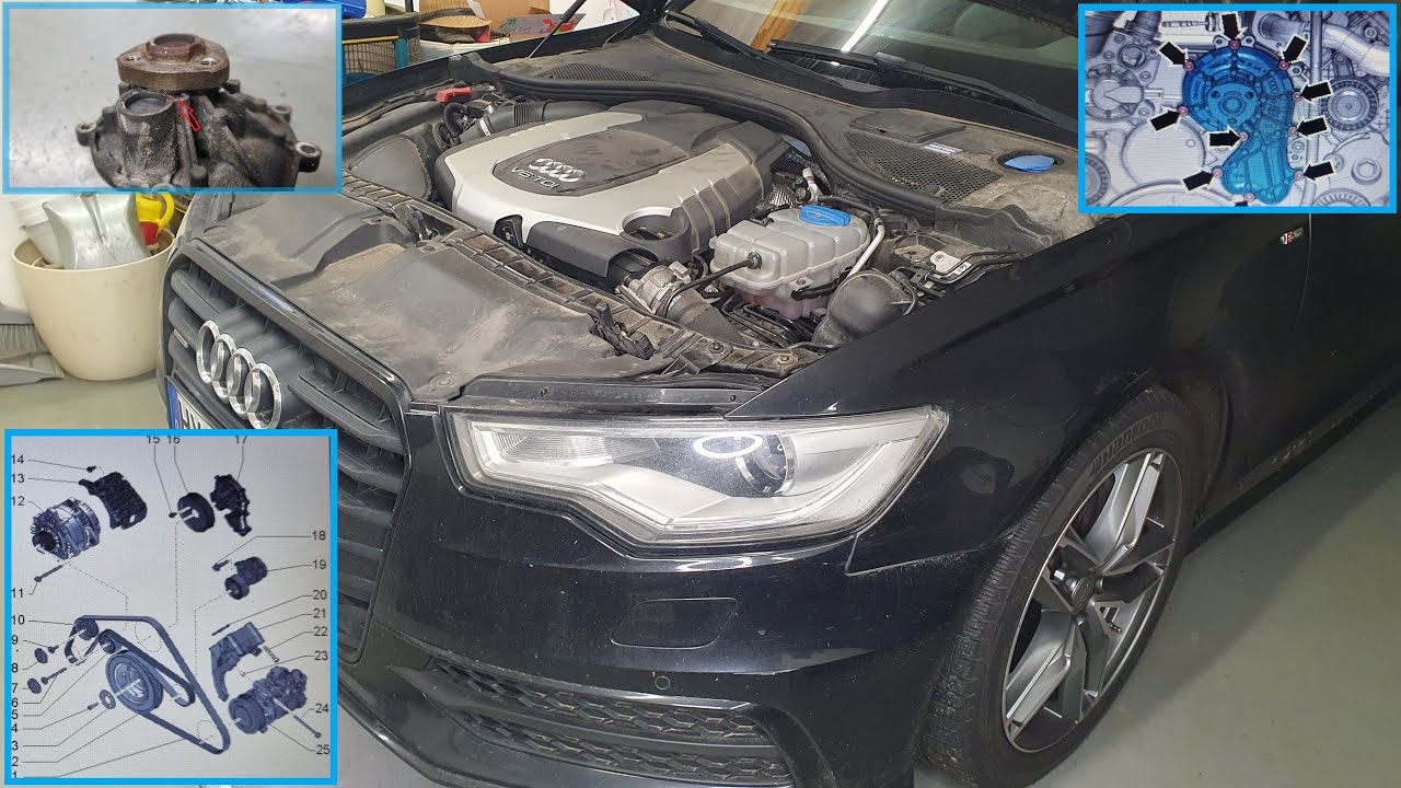Audi A6 4G 3.0BiTdi Kühlmittelpumpe undicht - Flachrippenriemen + Spannrolle | 3.0TDI