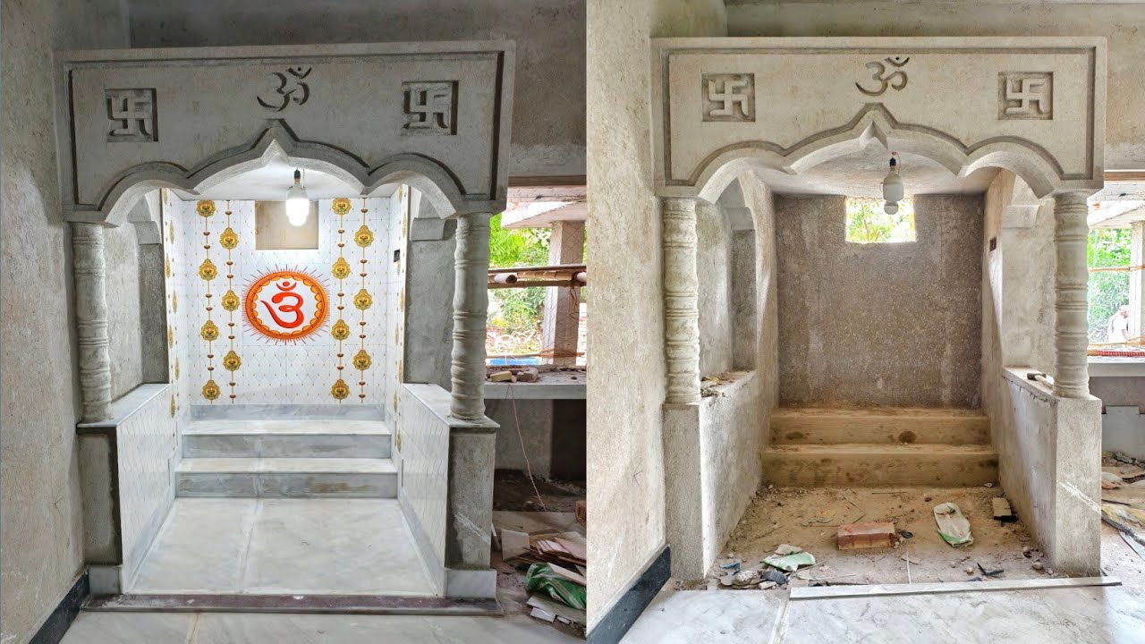 House Mandir Full Decoration || Rainbow Marble And Tiles