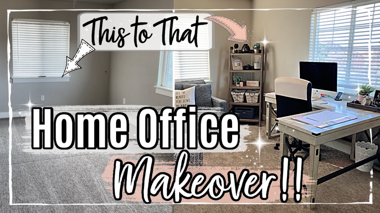*NEW* HOME OFFICE MAKEOVER :: BEDROOM OFFICE CLEAN & DECORATE WITH ME 2020 :: ROOM TRANSFORMATION