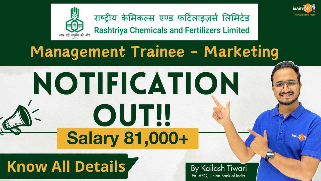 RCFL Recruitment 2024 | Rashtriya Chemicals and Fertilizers Limited - Management Trainee - Marketing