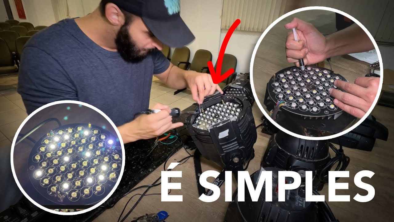 Finalizando a manutenção dos Canhões DMX PAR LED