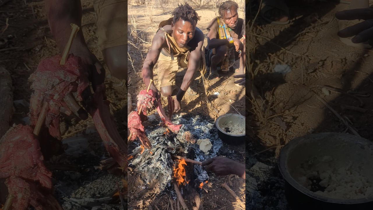 wow cooking and eating with hadzabtribe 