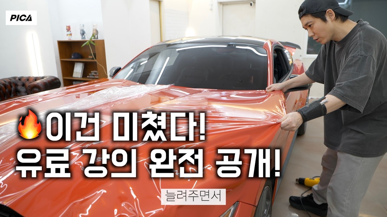 랩핑 배우고 싶다면 이 영상 필수! (고광택 본네트 1인 시공 교육) -머스탱 전체랩핑 4편