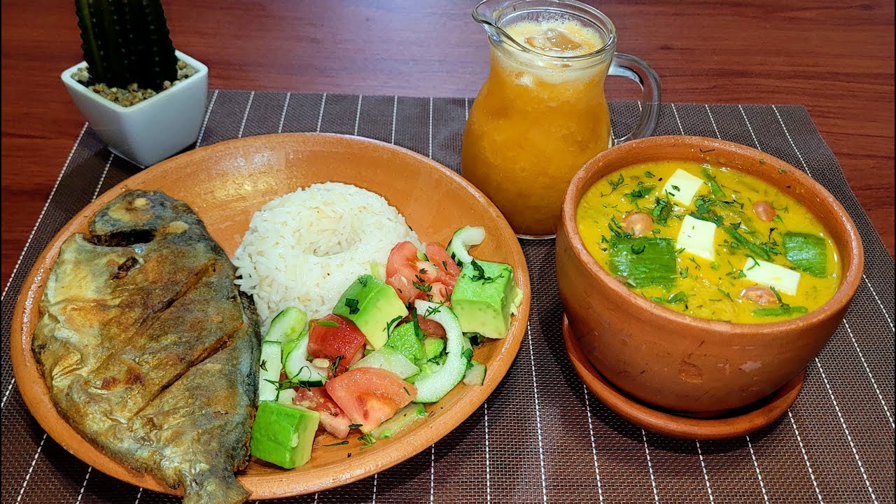♨️SOPA 🥘DE PLÁTANO VERDE, PESCADO FRITO 🐟CON ENSALADA 🥗Y JUGO DE TOMATILLO🍹🇪🇨❤️