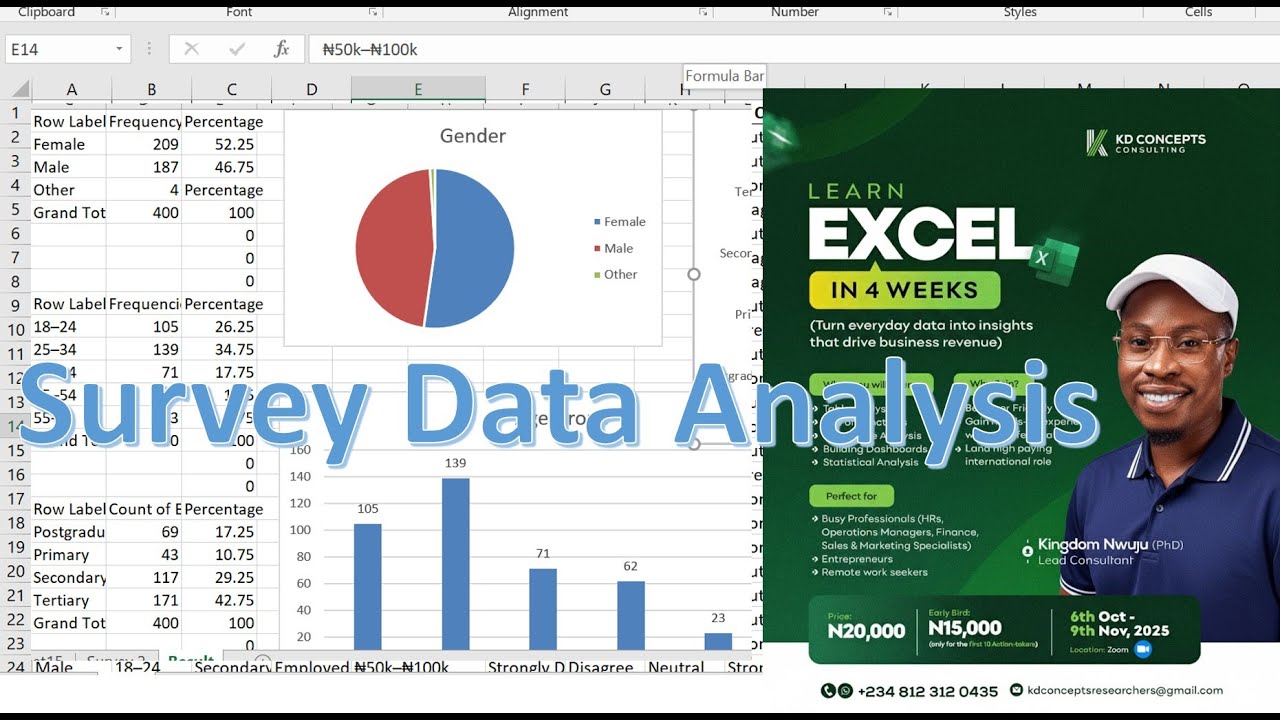 Survey Data Analysis in Excel: Easy Steps #excel #dataanlysis #questionnaires #survey