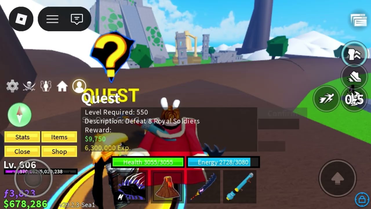 Doing quests in blox fruits