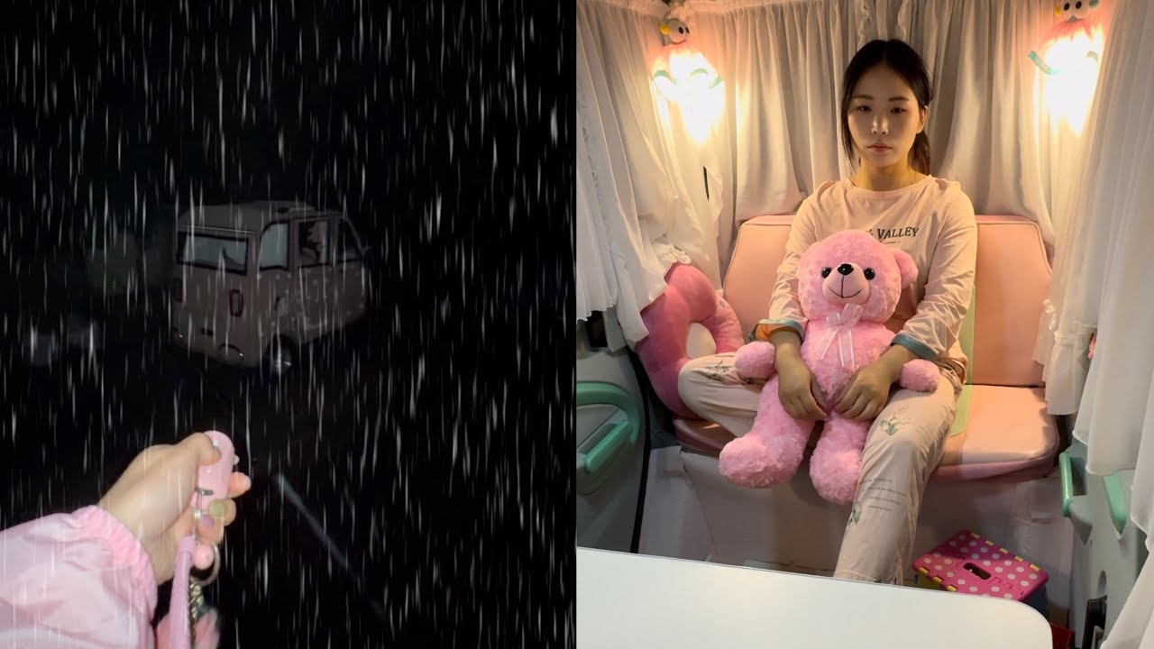 Asmr, heavy rainstorm night experience with my tiny electric tricycle,  closer to the rain. #asmr