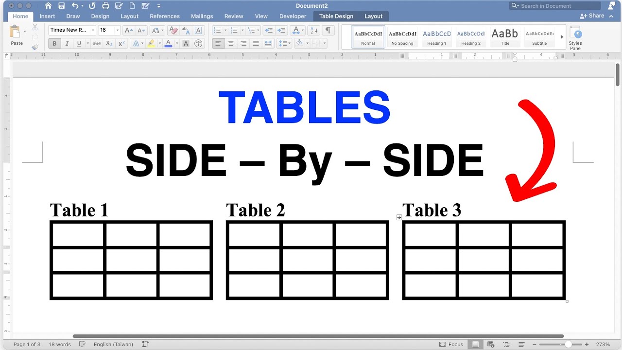 How To Put Tables Side By Side In Word
