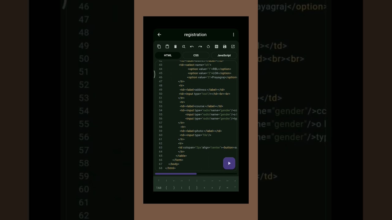 registration form html coding nc.....👩‍💻💫👩‍💼