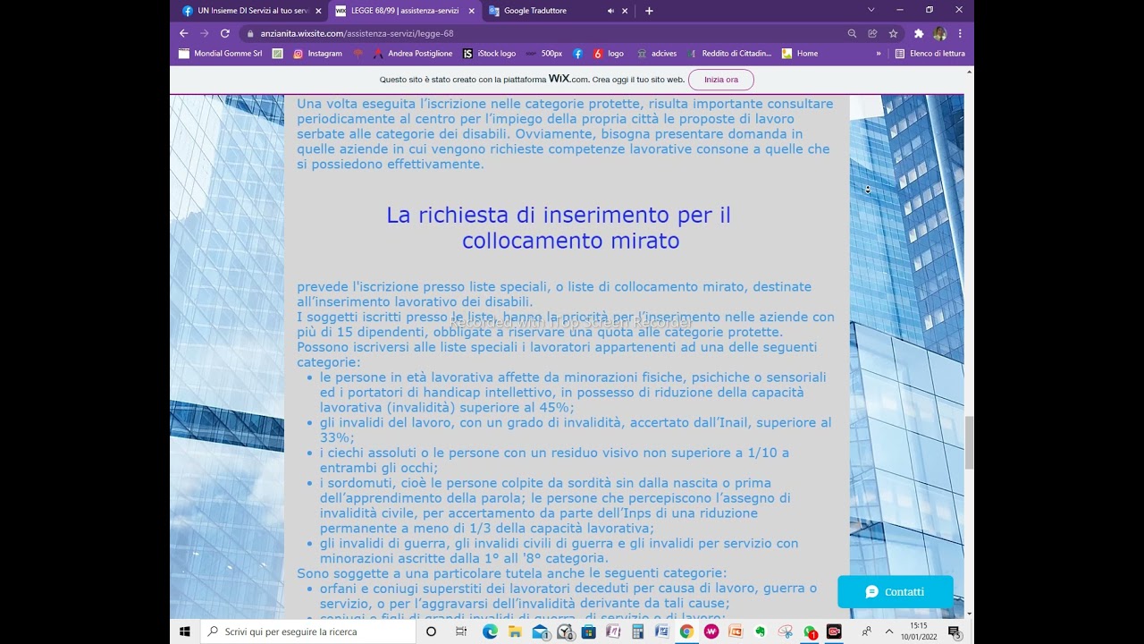 legge 68 /99 categoria protetta