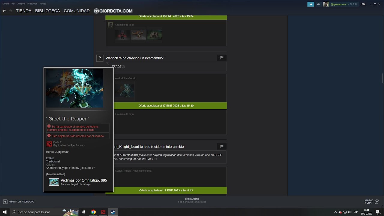 abriendo cajas de gior dota